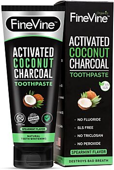 FINEVINE Activated Coconut Charcoal Toothpaste- Spearmint, 4oz